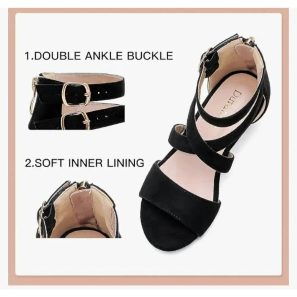 Girls Sz 13 Little Kid Black High Heel Sandals Cross Strap Wedding Party Church